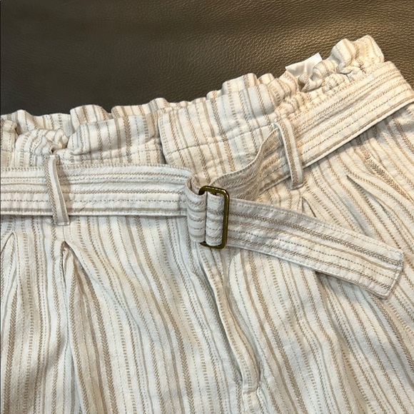 Banana Republic Striped Tan Women's Pleated Belted Shorts, size 4. - Picture 4 of 7
